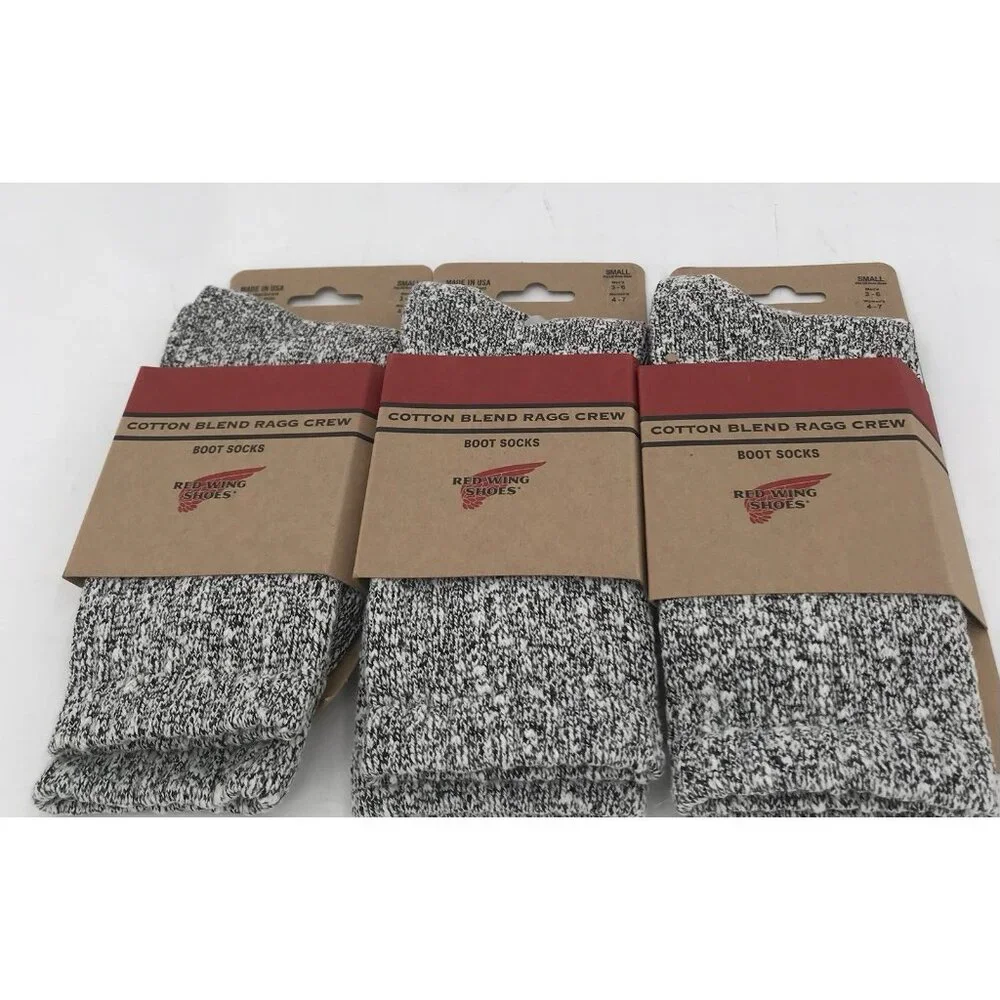 Red Wing Shoes Cotton Ragg Crew Socks Womens  Size 4-7 Men 3-6 Three Pairs Black